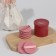 Strawberry makeup sponge, set - 7 pcs, d = 5.5 cm, with a holder, in a case, pink color