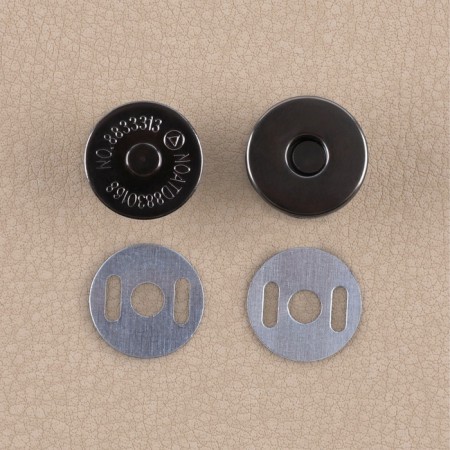 Fittings for bag No. 2, set 4 objects, carbine - 2 pcs, chain, buttons, metal, black nickel-3