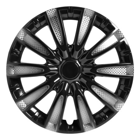 Wheel caps 15 "Tornado T", silver-black, carbon, 2 pcs AIRLINE AWCC-15-10-1