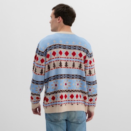 New Year. Knitted jumper KAFTAN Scandinavia size 52, blue-4
