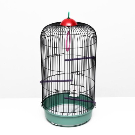 Bird cage is round, three -tier welded, small pallet, 33 x 77 cm, mix of flowers-2