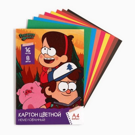 Cardboard color, A4, 16 sheets, 8 colors, non -unilateral, in a folder, 200 g/m², gravity farm-3