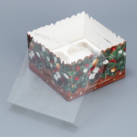 Capcake box "heat and comfort", 16 x 16 x 10 cm, new year-4