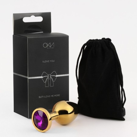 Anal traffic jam-hoods, gold, crystal with dark purple, d = 33 mm-3