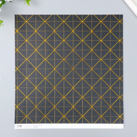 Scrapbooking paper gold "Geometry on black" density 180 g 30.5x32 cm-3