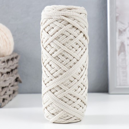 Knitting cord 100% polyester, width 4 mm 50m (ivory)