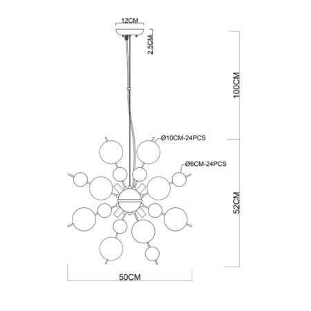 Suspended chandelier Arte Lamp Molecule A8313SP-6CC, G9, 6x40 W, 50x50x52 cm, chrome-1