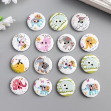 A set of buttons of decorative wood 