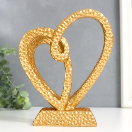 Polystone souvenir "Two hearts in one" gold 20.5x17x7 cm