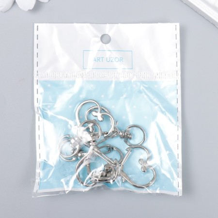 Carabiner Metal with a ring "Heart" silver 3.4x2.4 cm-3