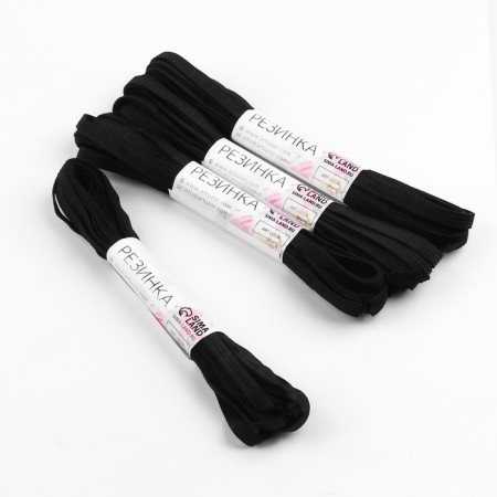 Knitted elastic, 8 mm, 4.5 m, 4 pcs, black color