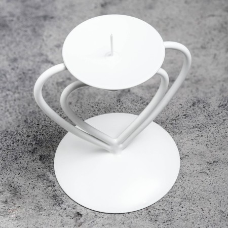 Glamur candlestick Metal per 1 candle, 9x10.2 cm, white-2