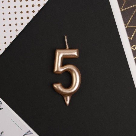 Candle for the cake, number "5", champagne.-3