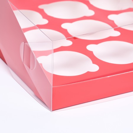 Confectionery folding box for 9 cupcakes 23.5 x 23.5 x 10, red-2