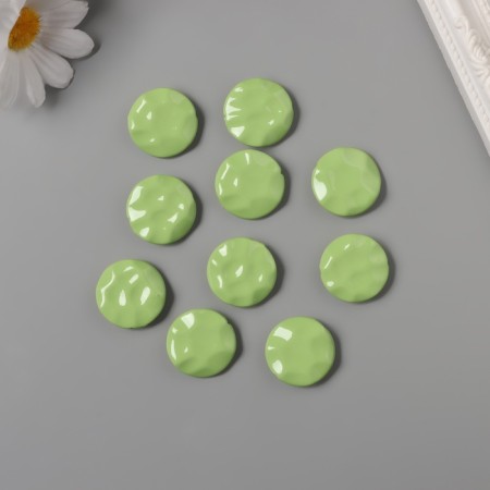 Acrylic beads for the work of the "flat crushed circle" green 2.5x2.5x0.6 cm-1