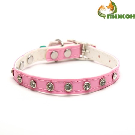 A collar with round rhinestones, 28 x 1 cm, Osh 21-25 cm, arts. The skin, pink