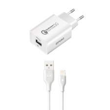 Сетевое зарядное устройство Exployd EX-Z-1362, 1 USB, 3 А, QC 3.0, Lightning, 1 м, белое