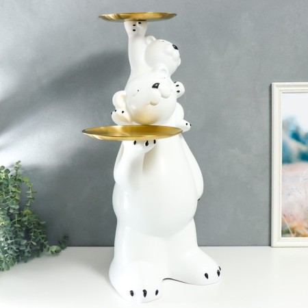 Souvenir Polystone stand "White bear with a teddy bear on the shoulders" 76x32x32 cm-1