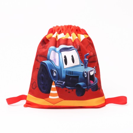 Children's Bag "Blue Tractor", 35 × 30 cm, red color-3