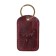 Key leather keychain, label, rectangular, genuine leather, burgundy, deer