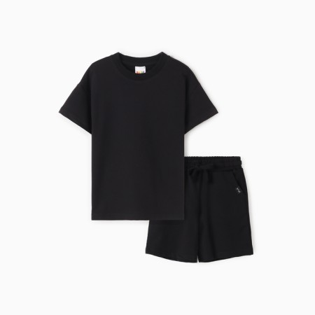 Kit for children (T -shirt, shorts), black color, height 146 cm