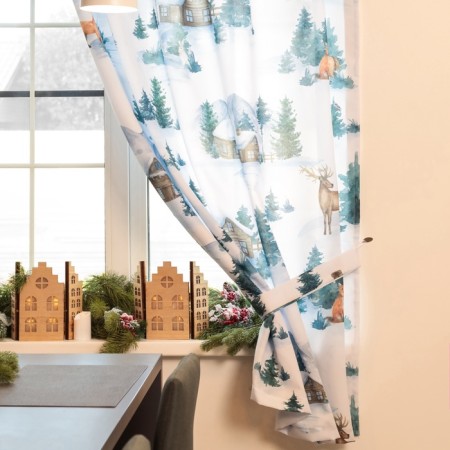 A set of curtains for a kitchen with Forest Animals 145x180cm-2 pcs., Gabardin-3