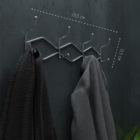 The hanger is wall -mounted on 4 double hook “Wave”, 29.5 × 14 × 7 cm, color chromium-1