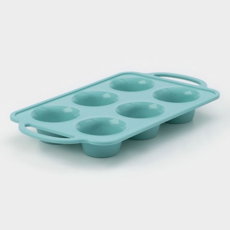 The form for baking "Figures. Circle ”, 32.5 × 18.5 × 4 cm, 6 cells, (7 × 7 × 4 cm), turquoise color