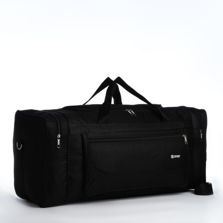 Road bag, 3 parts on zippers, external pocket, long belt, black color