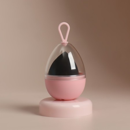 Mowed sponge for makeup “drop”, 6 × 4 cm, increases when getting wet, in case, black color is black-8
