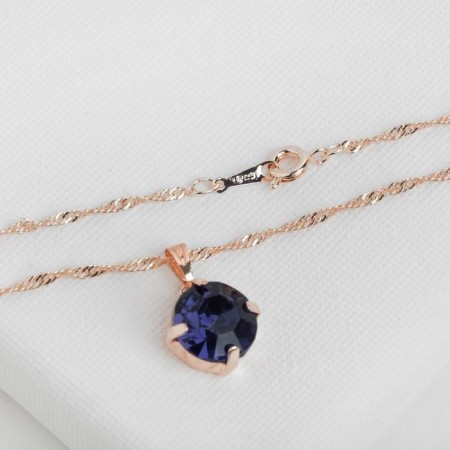 Set 3 objects: earrings, pendant, ring dimensionless "Edel" bead, blue color in gold, 45 cm-1