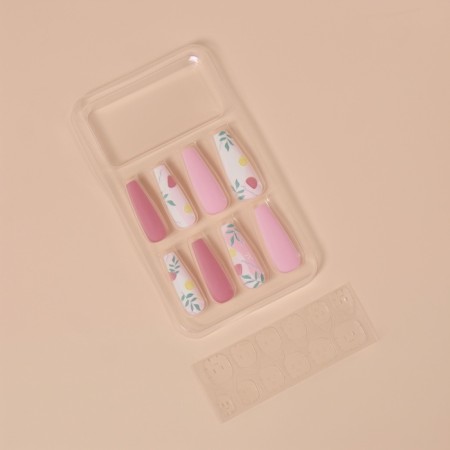 Follow nails "Tender abstraction", 12 pcs, with adhesive plates, ballerina form, multi -colored-1