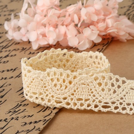 Knitted lace, 30 mm × 10 ± 1 m, beige color-2