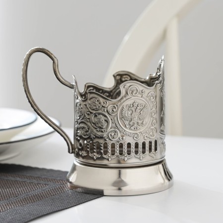 The cup holder "Fatherland. Duty. Honor ", d = 61 mm, nickelled, with blackening-1
