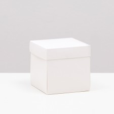 The box is folding, white, 10 x 10 x 10 cm