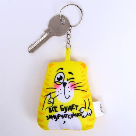 Antistress keychain “Everything will be briskly”, cat, 7x7 cm-1