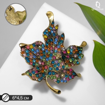 Brooch "Mine Leaf" Gemstone, color in black gold