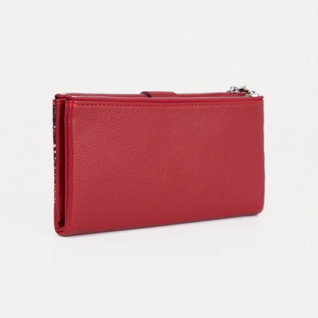 Women's wallet on the button, red color-1