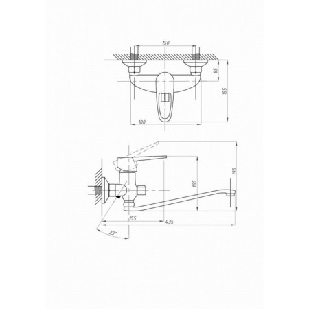 FAUZT FZS-888-126 bathtub mixer, single-leaf, pour 340 mm, watering can, chrome-3