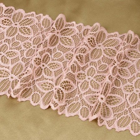 Lace elastic fabric, 180 mm × 2.7 ± 0.5 m, pink-beige color-2