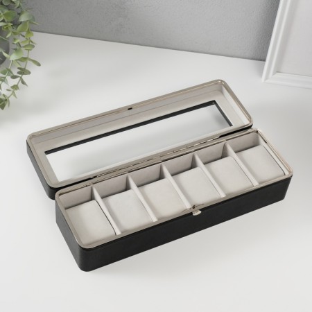 The casket to the leatherette to the clock 6 "Black" branches 9.5x30.5x8 cm-1