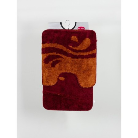 A set of bathroom mats "Simon", 2 pcs: 50 x 80 cm, 55 x 55 cm, terracotta color