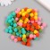 Pompons, 10 mm, 100 pcs/pack, 100% polyester, 5 colors in the assortment of 20 pcs
