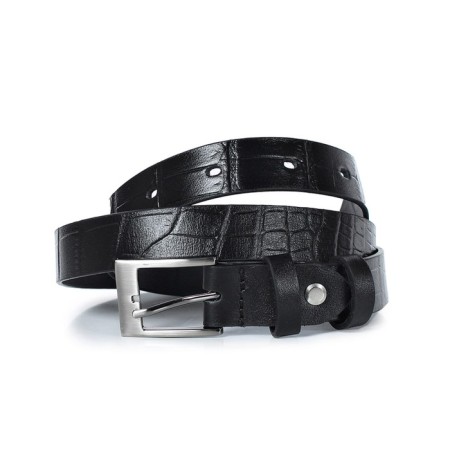 Belt belt children's genuine leather 46522 Black 85x2.5x0.3 cm-2