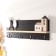 Hooks decorative wood with a shelf "houses and trees" black 5x39.5x18 cm