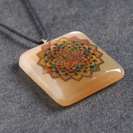 Pendant "Mandala", square, selenite-2