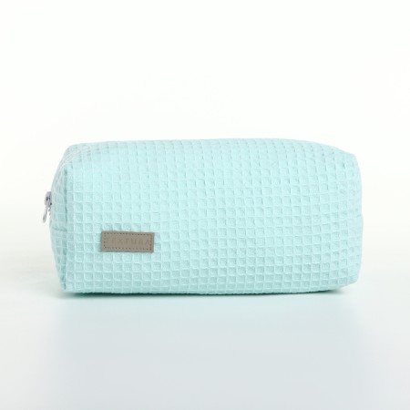 Cosmetic bag at the zipper textura, turquoise color-3