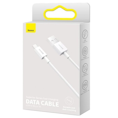 Baseus cable, microUSB - usb, 2 a, tpe braid, 1 m, white-6