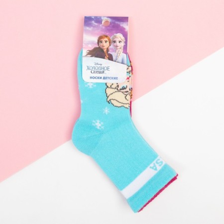 Set of socks "Cold heart", 2 pairs, pink/blue color, 18-20 cm-3
