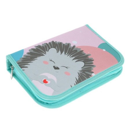 Penal 3 sections, tab inside, 140 x 210 x 40 mm, fabric, calligrata top block "Hedgehog"-1
